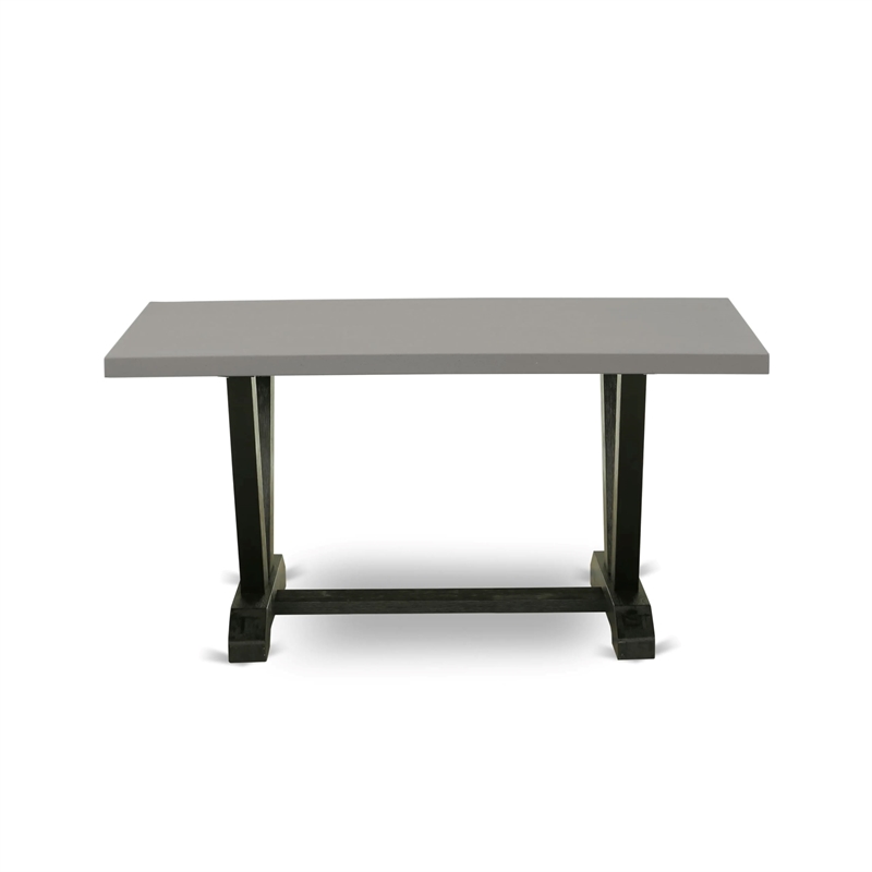 Pemberly Row 5-Pc Wood Dining Table Set in Cement Finish