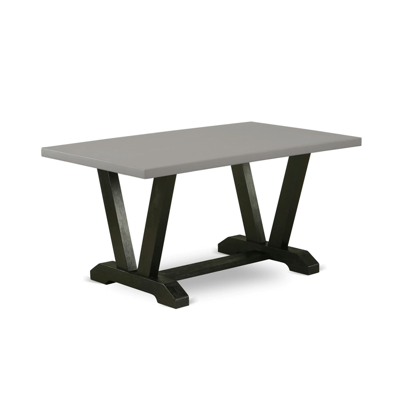 Pemberly Row 5-Pc Wood Dining Table Set in Cement Finish