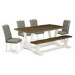 Pemberly Row 6-Piece Wood Kitchen Dining Set in Jacobean/Black