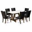 Pemberly Row 7-Piece Kitchen Dining Set with Black & Brown Finish
