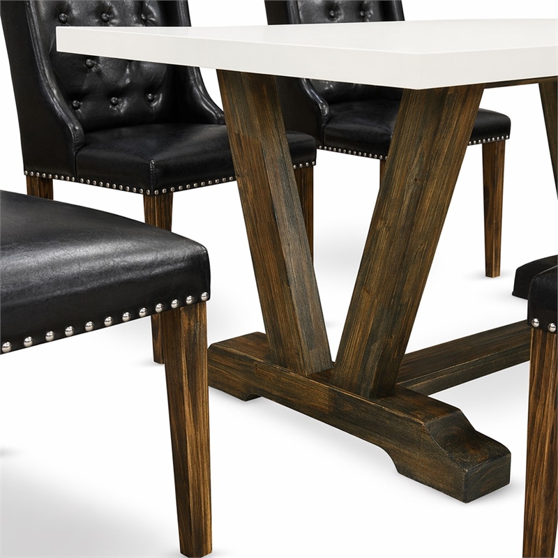 Pemberly Row 7-Piece Kitchen Dining Set with Black & Brown Finish