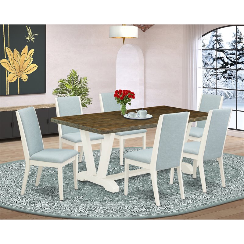 Pemberly Row 7-Piece Wood Dining Set in Jacobean Brown Finish