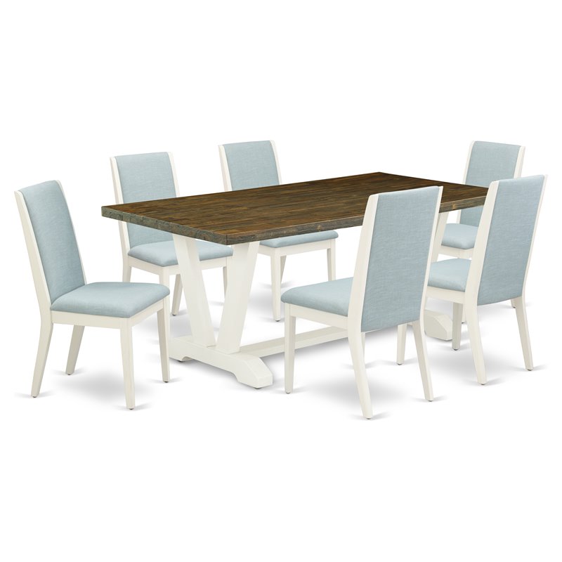 Pemberly Row 7-Piece Wood Dining Set in Jacobean Brown Finish