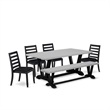 Pemberly Row 6-Piece Dining Set with Cement Finish Table and Bench