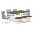 Pemberly Row 6-Piece Dining Room Set with Bench in Linen White