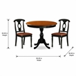 Pemberly Row 3-Piece Round Dining Set with 2 Chairs Wood Black Finish