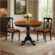 Pemberly Row 3-Piece Round Dining Set with 2 Chairs Wood Black Finish