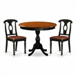 Pemberly Row 3-Piece Round Dining Set with 2 Chairs Wood Black Finish