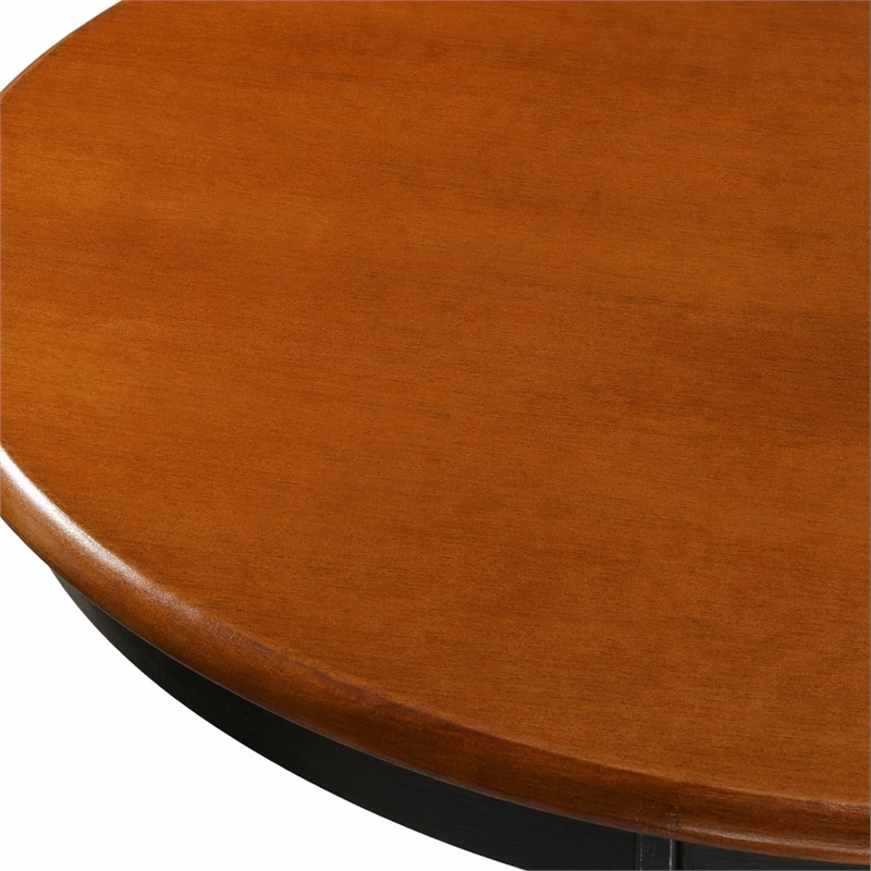 Pemberly Row 3-Piece Round Dining Set with 2 Chairs Wood Black Finish