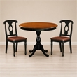 Pemberly Row 3-Piece Round Dining Set with 2 Chairs Wood Black Finish