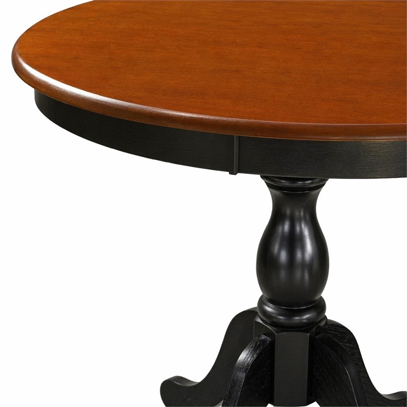 Pemberly Row 3-Piece Round Dining Set with 2 Chairs Wood Black Finish