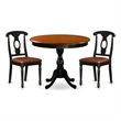 Pemberly Row 3-Piece Round Dining Set with 2 Chairs Wood Black Finish