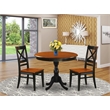 Pemberly Row Dining Table with 2 X-Back Wood Chairs in Black Finish