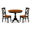Pemberly Row Dining Table with 2 X-Back Wood Chairs in Black Finish