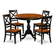 Pemberly Row Round Dining Table with 4 X-Back Wood Chairs in Black
