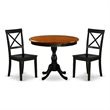 Pemberly Row 3-Piece Round Kitchen Set with Wooden Dining Chairs