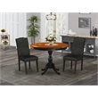 Pemberly Row Round Table and 2 PU Leather Chairs in Black Finish
