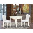 Pemberly Row 3-Piece Dining Set with Leather Seat in Linen White