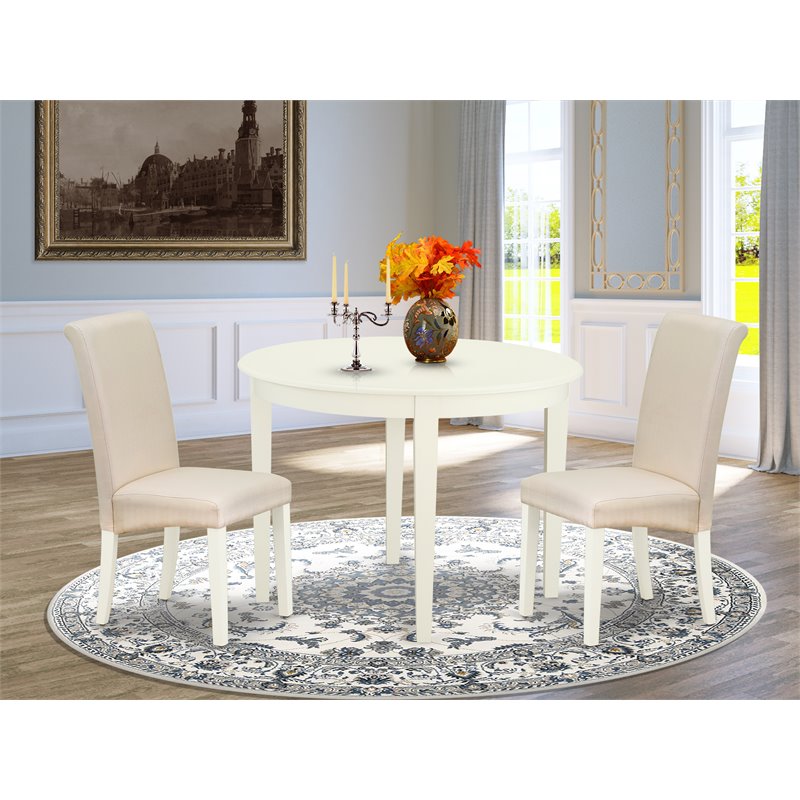Pemberly Row 3-Piece Wood Dining Set in Linen White and Cream