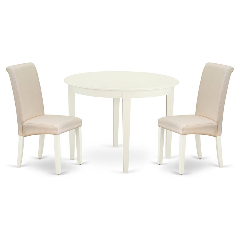 Pemberly Row 3-Piece Wood Dining Set in Linen White and Cream