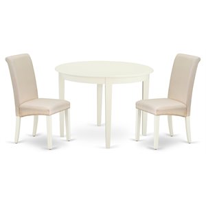 Pemberly Row 3-Piece Wood Dining Set in Linen White and Cream