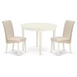 Pemberly Row 3-Piece Wood Dining Set in Linen White and Cream