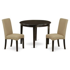 Pemberly Row 3-Piece Wood Dining Table Set in Cappuccino with Upholstered Seats