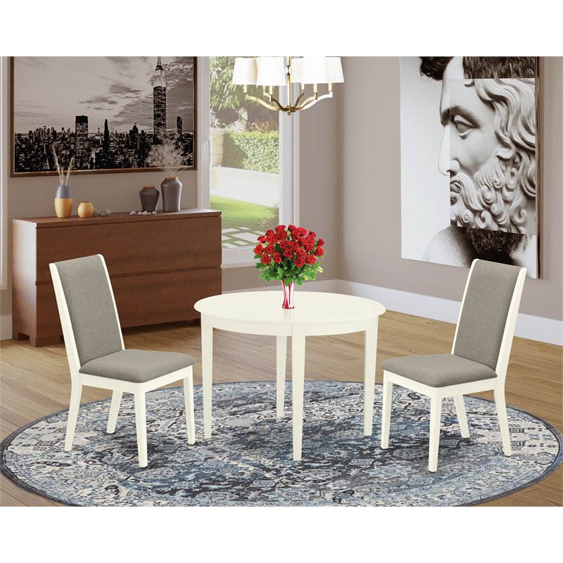 Pemberly Row 3-Piece Dining Set with Linen White Round Table