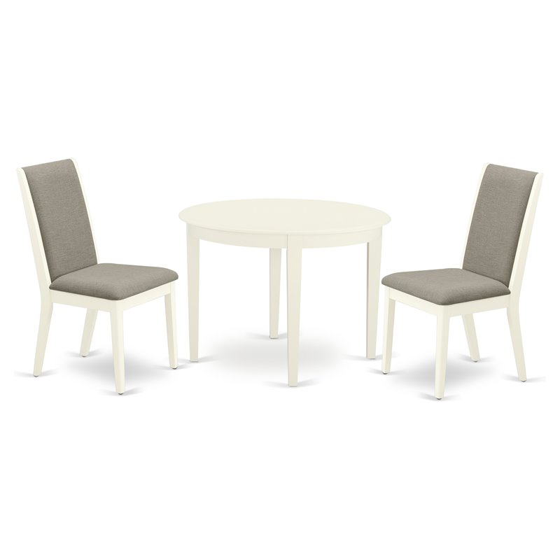 Pemberly Row 3-Piece Dining Set with Linen White Round Table