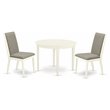 Pemberly Row 3-Piece Dining Set with Linen White Round Table