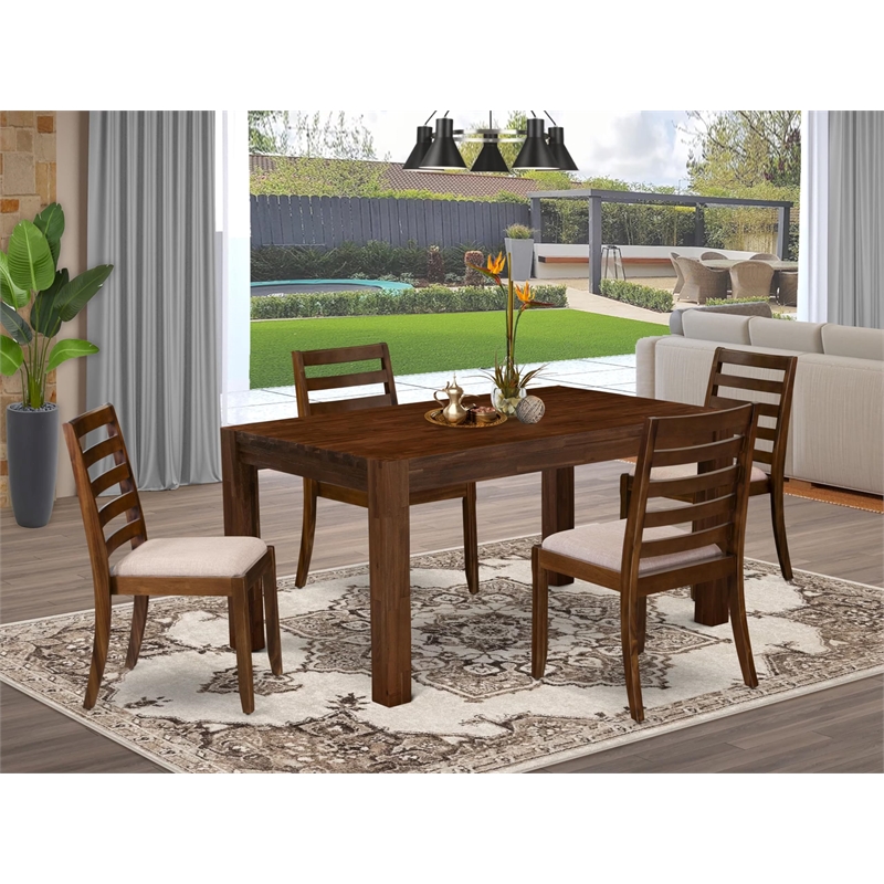 Pemberly Row 5-Piece Dining Table Set with Linen Fabric Seats