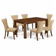 Pemberly Row 7-Piece Wood Dining Set in Antique Walnut and Brown