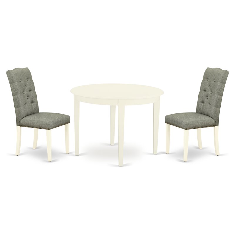 Pemberly Row 3-Piece Wood Dining Set in Linen White & Smoke