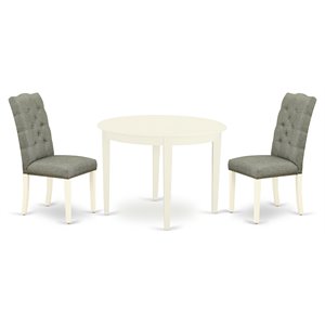 Pemberly Row 3-Piece Wood Dining Set in Linen White & Smoke
