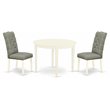 Pemberly Row 3-Piece Wood Dining Set in Linen White & Smoke