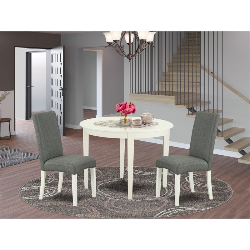 Pemberly Row 3-Piece Wood Dining Set in Linen White and Gray Finish