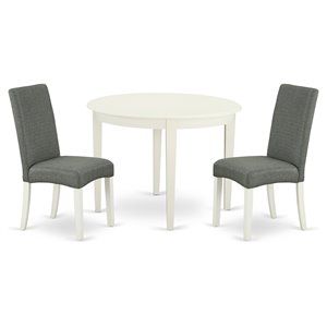Pemberly Row 3-Piece Wood Dining Set in Linen White and Gray Finish
