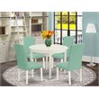Pemberly Row 5-Piece Wood Dining Set in Linen White & Pond Leather