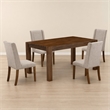 Pemberly Row 5-Piece Wood Dining Set with Linen Chairs in Clay Finish