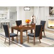 Pemberly Row 5-Piece Wood Dining Set with Black Upholstered Chairs