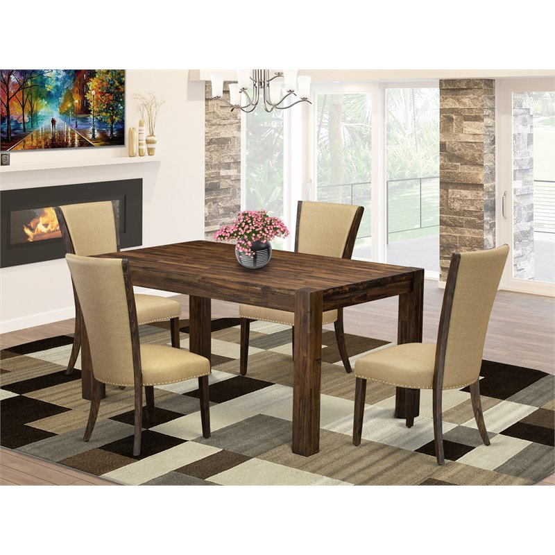 Pemberly Row 5-Piece Dining Set with Distressed Jacobean Chairs and Table