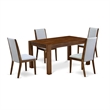 Pemberly Row 5-Piece Wood Dining Set with Clay Linen Fabric Chairs