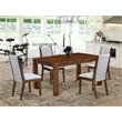 Pemberly Row 5-Piece Wood Dining Set with Clay Linen Fabric Chairs