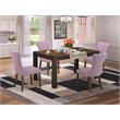 Pemberly Row 5-Piece Dining Set with Brown Linen Fabric Chairs