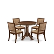 Pemberly Row 5-Piece Modern Dining Set in Walnut Finish with Brown Seats
