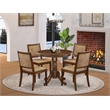 Pemberly Row 5-Piece Modern Dining Set in Walnut Finish with Brown Seats