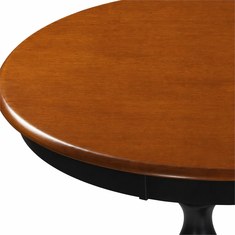 Pemberly Row 5-Piece Dining Table Set with Faux Leather Chairs in Cherry