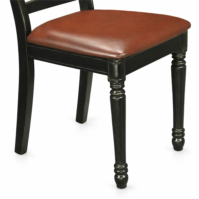 Pemberly Row 5-Piece Dining Table Set with Faux Leather Chairs in Cherry