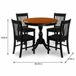 Pemberly Row Dining Table and 4 Wooden Chairs with Cherry Round Top