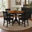 Pemberly Row Dining Table and 4 Wooden Chairs with Cherry Round Top